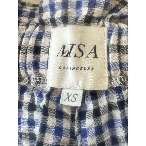 Misa Los Angeles Lynn Shorts Womens XS Blue Multi Check Ruffle Bow Elastic Waist - Picture 7 of 14